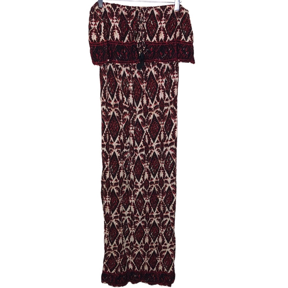 Pre-owned forever 21 tube top ruffle tribal print maxi dress